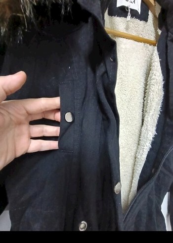 44 Beden Siyah, Kürklü, Uzun Kadın Ceket