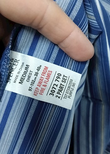 Mavi Gri Çizgili Erkek Pijama Takımı - Görsel 3