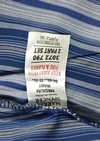 Mavi Gri Çizgili Erkek Pijama Takımı - Görsel 5