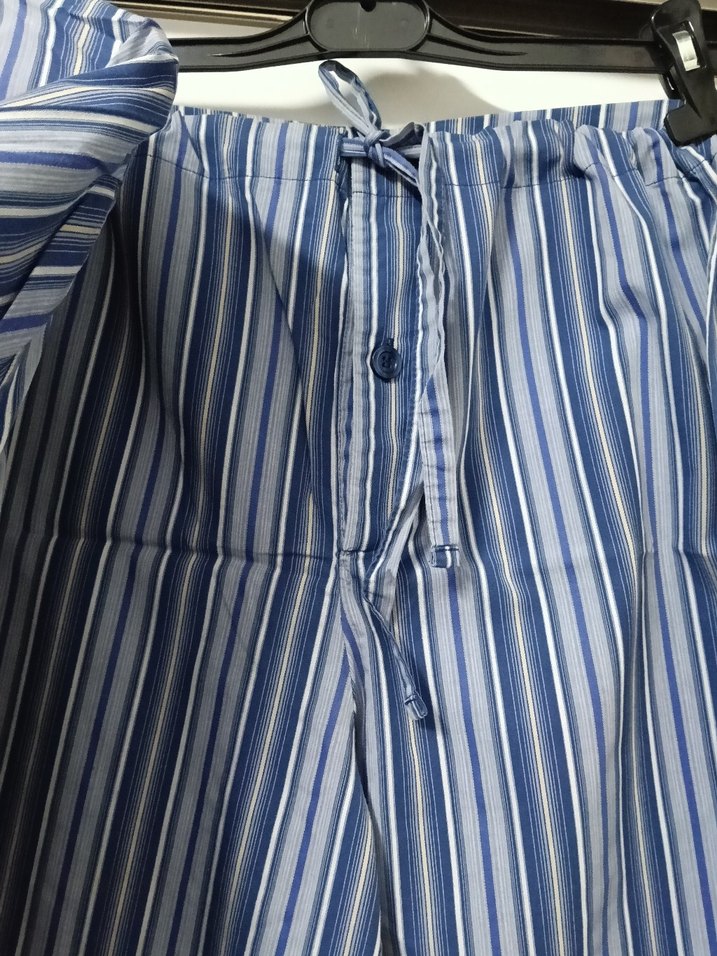 Mavi Gri Çizgili Erkek Pijama Takımı - Görsel 4