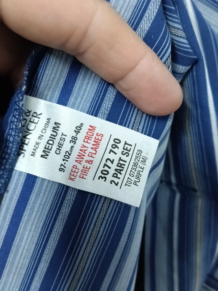 Mavi Gri Çizgili Erkek Pijama Takımı - Görsel 3