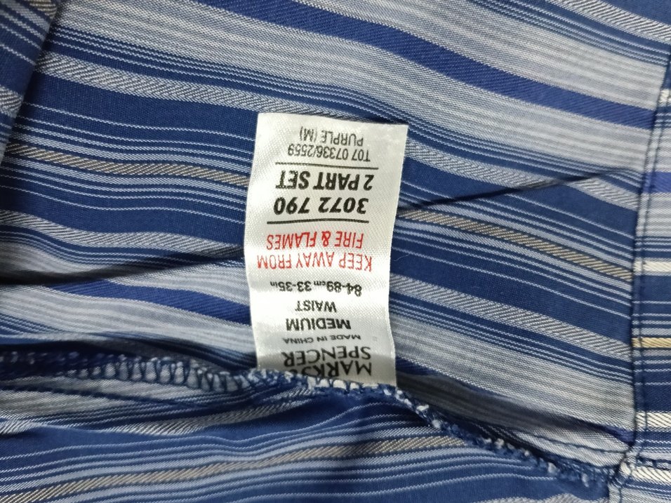 Mavi Gri Çizgili Erkek Pijama Takımı - Görsel 5