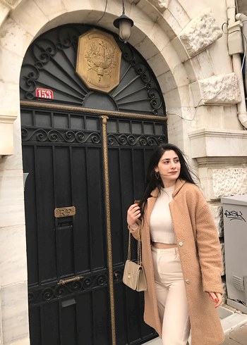 Bej Midi Kadın Yün Kaban - Görsel 2