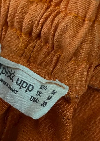 Turuncu Rahat Kesim Keten Pantolon - Görsel 3