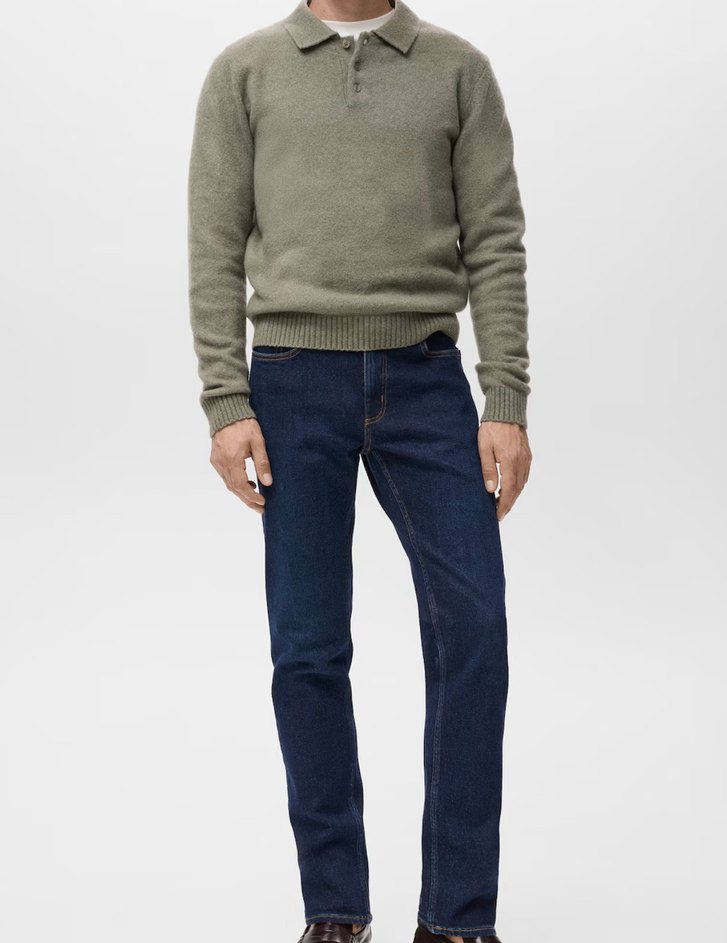 Erkek Lacivert dar kesim Denim Pantolon - Görsel 2