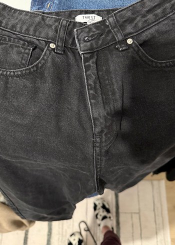 Siyah Baskılı Kadın Slim Fit Denim Pantolon - Görsel 4