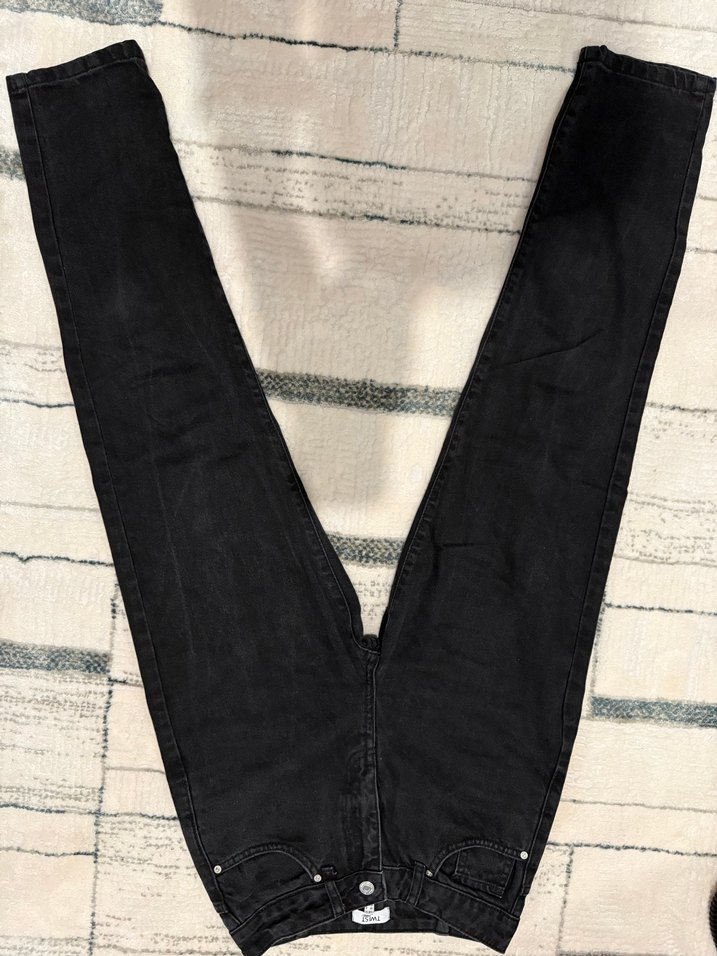 Siyah Baskılı Kadın Slim Fit Denim Pantolon - Görsel 5