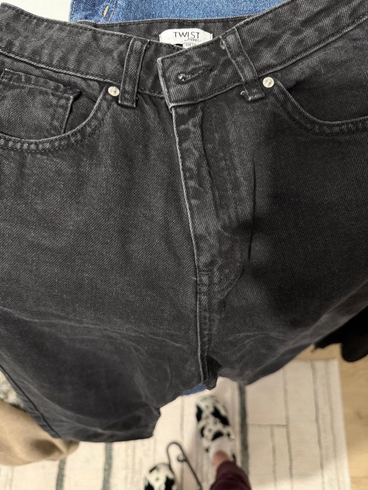 Siyah Baskılı Kadın Slim Fit Denim Pantolon - Görsel 4