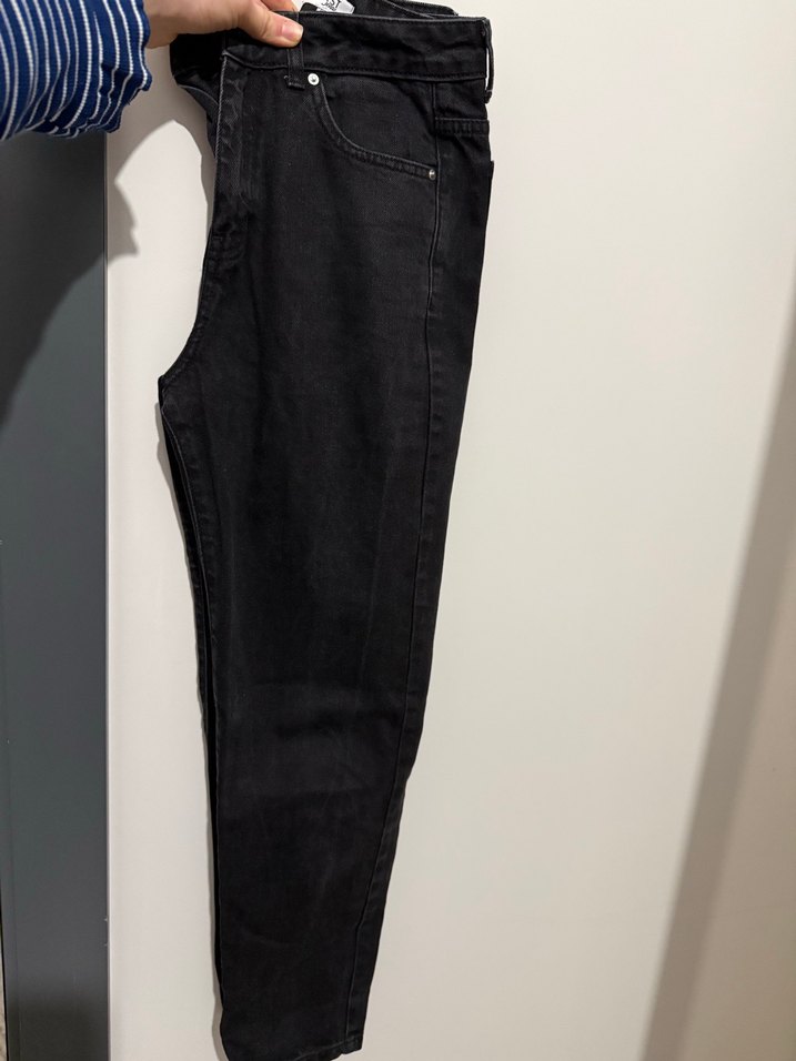 Siyah Baskılı Kadın Slim Fit Denim Pantolon - Görsel 2