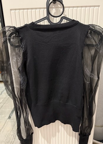 Siyah Transparan Kollu Uzun Kollu Bluz - Görsel 3
