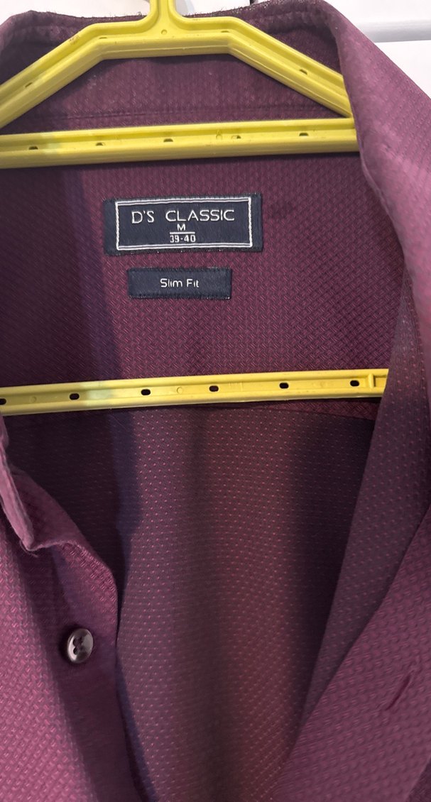 Bordo Düğmeli Erkek Gömlek Ds damat - Görsel 2