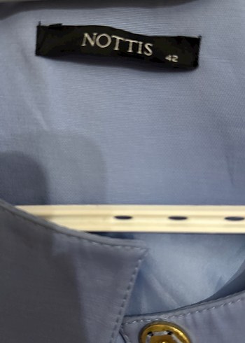 Düğmeli Mavi Kadın trençkot - Görsel 3