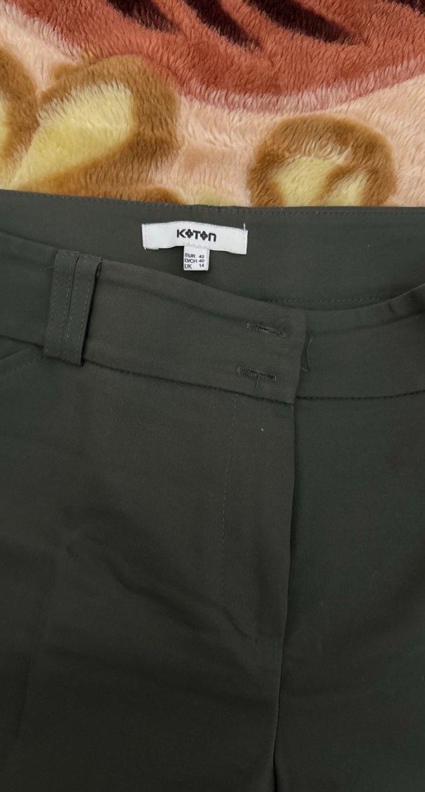 Kotan Kadın haki yeşil  Kumaş Normal Kesim Pantolon - Görsel 3
