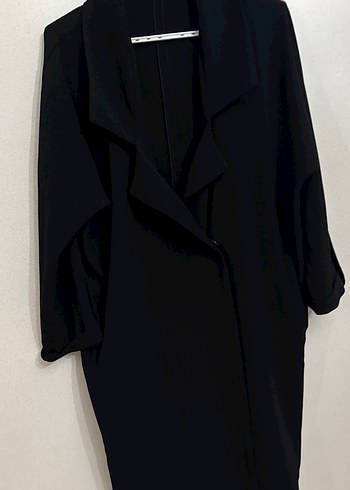 Siyah Uzun krep ceket trençkotu sadece bir defa giyildi - Görsel 4