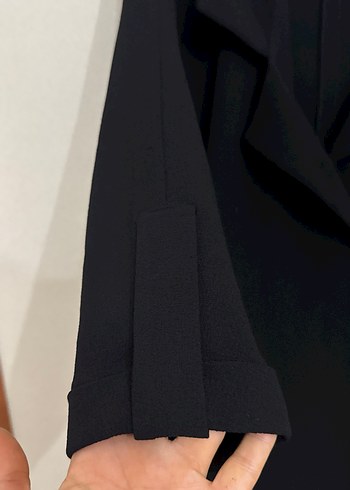 Siyah Uzun krep ceket trençkotu sadece bir defa giyildi - Görsel 5