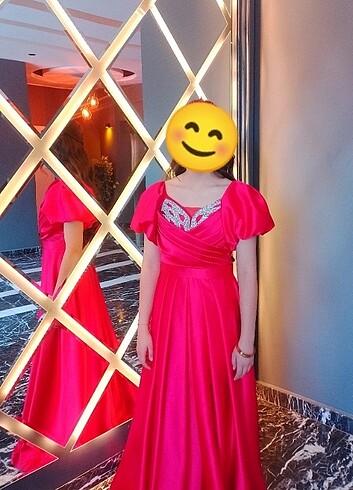 Saten kırmızı abiye 