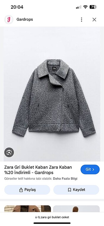 Zara gri buklet ceket sorunsuz