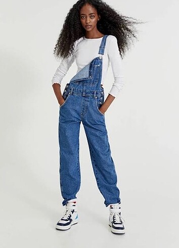 Pull n bear uzun denim salopet
