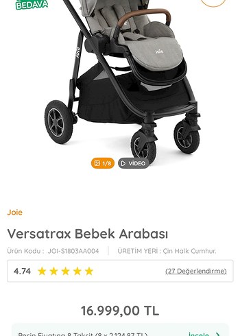 Joie Gri Bebek Arabası - Görsel 9