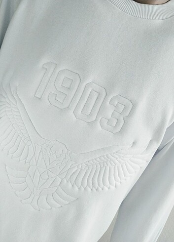 Kartal kabartma aplikeli unisex sweatshirt 