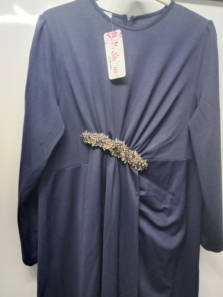 Lacivert Uzun Abiye Elbise - Görsel 3