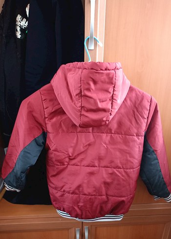 7 Yaş Beden bordo Renk Bordo Erkek Çocuk Fermuarlı Kapüşonlu Mont