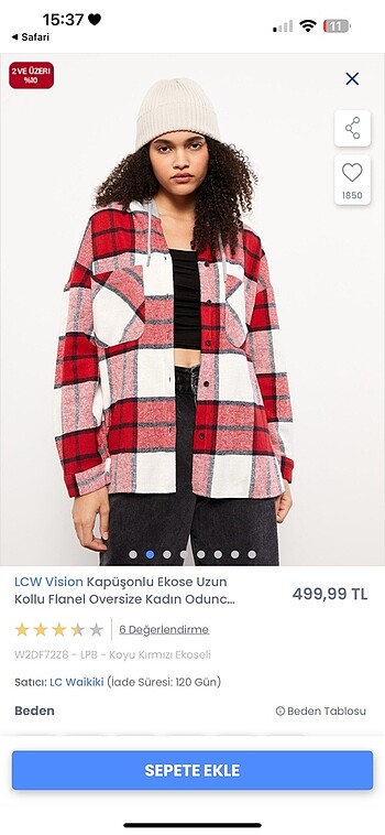 xxl Beden ODUNCU GÖMLEĞİ KAPŞONLU ceket
