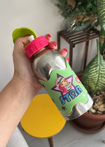 Renkli Çocuk Termosu STAR Desenli çelik - Görsel 5