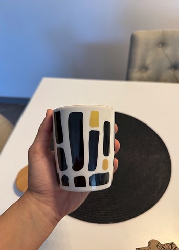 Linens Beyaz Seramik Desenli Kupa