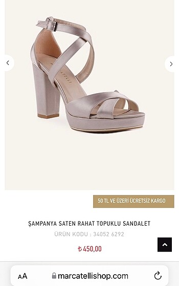 Marcatelli marka şampanya saten rahat topuklu ayakkabı