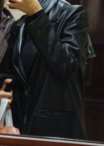 Bershka Siyah Deri Blazer Ceket