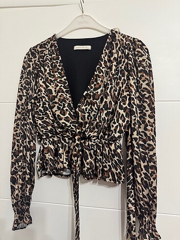 Leopar saten bluz