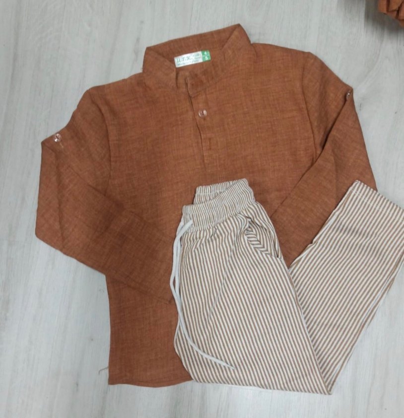 HAKİM YAKA PANTOLONU ÇİZGİLİ KETEN ERKEK TAKIM - Görsel 2