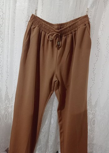 xl Beden Bej Düğmeli Kadın Kumaş Pantolon