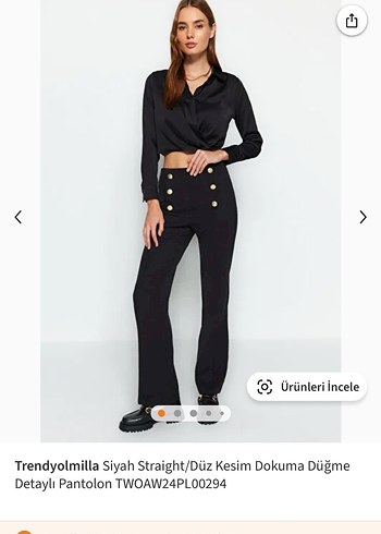 Trendyolmilla Siyah Düğmeli Kumaş Pantolon