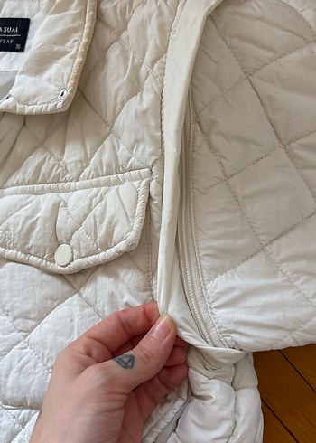 LC Waikiki Beyaz Kadın Mont, Fermuarlı, Rahat Kesim