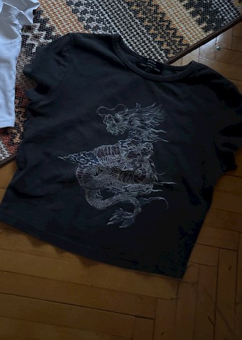 Bershka Baskılı Kız Tişörtü, Kısa Kollu, Bohem Stil