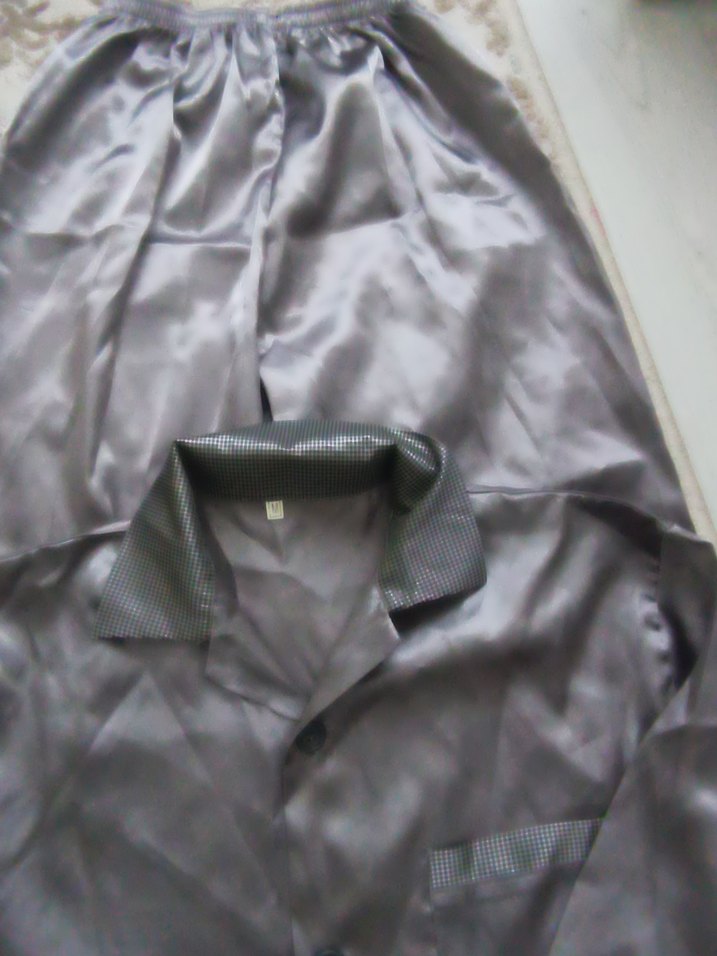 Gri Kadın Saten Pijama Takımı - Görsel 2