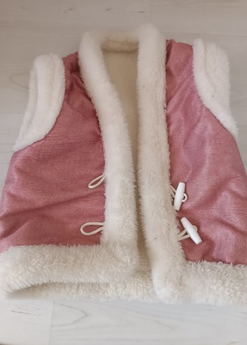 Kız Çocuk Pembe Kürklü Yelek - Görsel 2