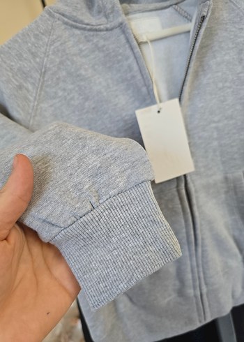 7 Yaş Beden gri Renk zara Kız Çocuk Gri Fermuarlı Sweatshirt