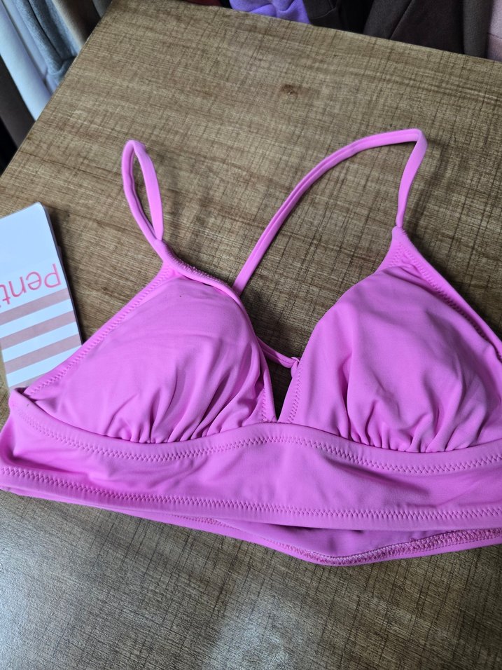 Pembe İpli Kadın Bikini Üstü - Görsel 4