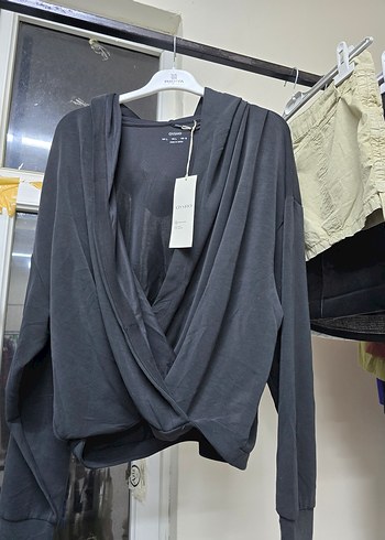 l Beden Oysho Kadın Gri Kapüşonlu Uzun Kollu Sweatshirt