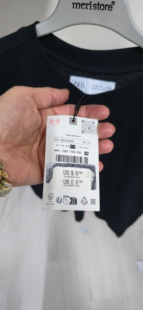 Kız Çocuk Siyah Baskılı Tişört - Görsel 3