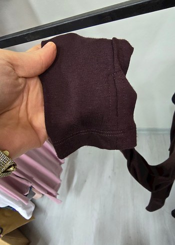 Kahverengi Pamuklu Hamile Uzun Kollu Tişört - Görsel 3