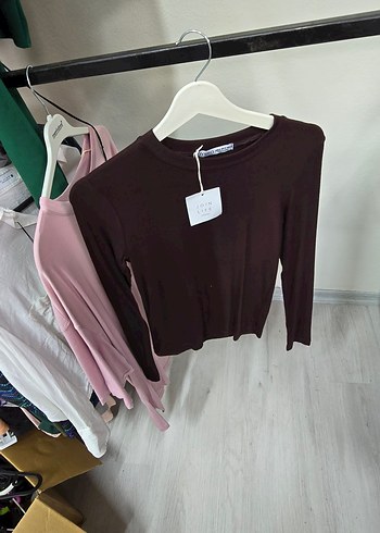 Kahverengi Pamuklu Hamile Uzun Kollu Tişört - Görsel 2