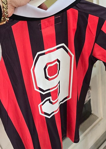 Bordo Çizgili Kısa Kollu Jersey - Görsel 3