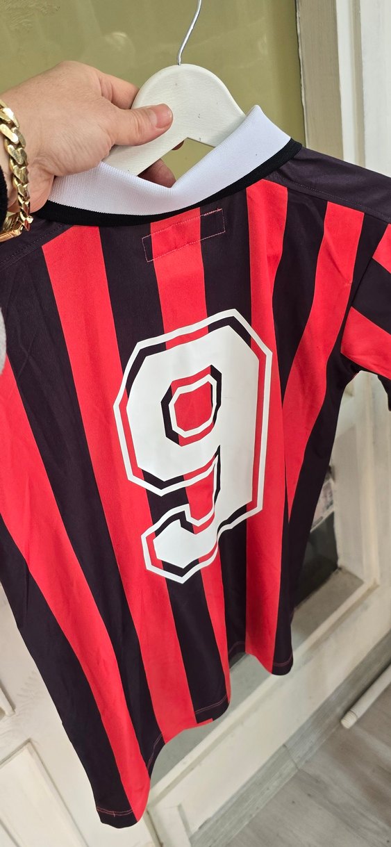 Bordo Çizgili Kısa Kollu Jersey - Görsel 3