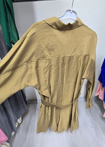 Bej Keten Mini Kadın Tulum - Görsel 7