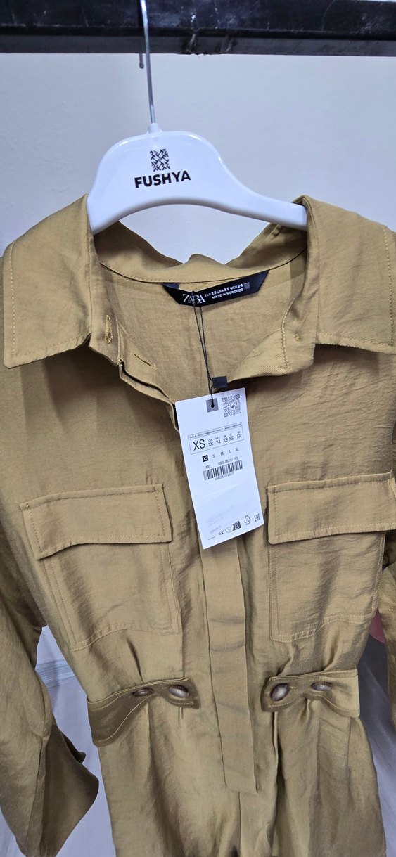 Bej Keten Mini Kadın Tulum - Görsel 4