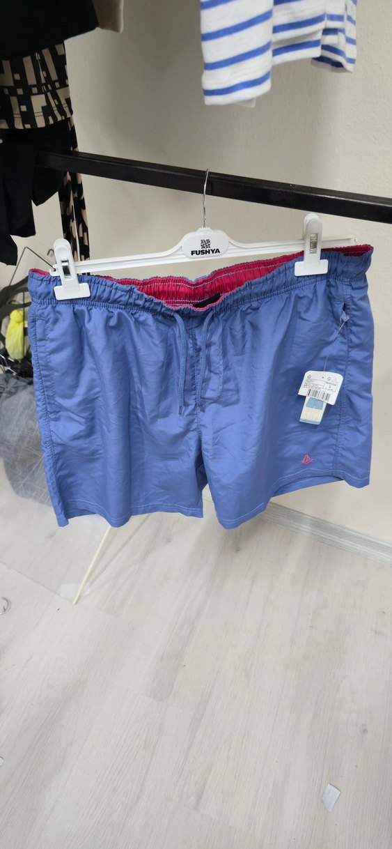 Erkek Mavi Rahat Kesim Mini Şort - Görsel 3